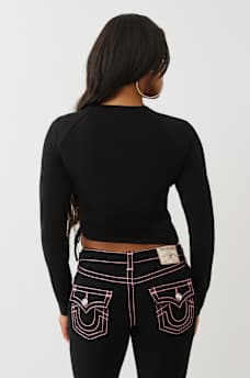 CRYSTAL SIDE RUCHED BABY LONG SLEEVE TEE , image 5