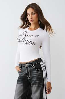 CAMISETA PEQUE&Ntilde;A DE MANGA LARGA CON RUFOS LATERALES DE CRISTAL, image 3