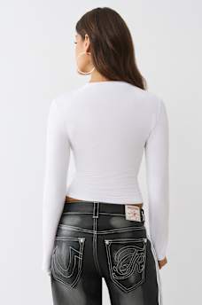 CAMISETA PEQUE&Ntilde;A DE MANGA LARGA CON RUFOS LATERALES DE CRISTAL, image 4