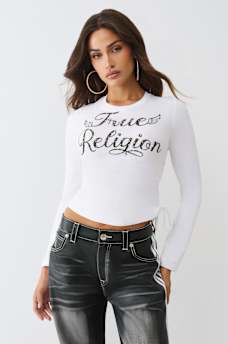 CAMISETA PEQUE&Ntilde;A DE MANGA LARGA CON RUFOS LATERALES DE CRISTAL, image 1