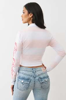 EMBROIDERED LONG SLEEVE POLO TOP, image 5