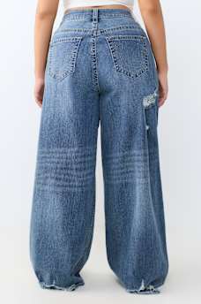 PLUS JESSIE MID RISE SUPER BAGGY JEAN