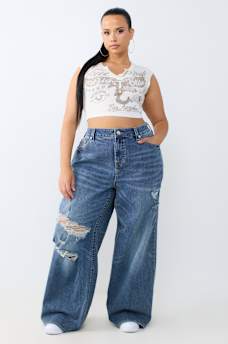 PLUS JESSIE MID RISE SUPER BAGGY JEAN