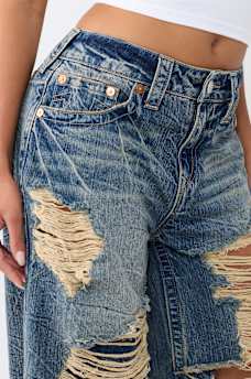 JESSIE MID RISE DESTROYED LAYERED SUPER BAGGY JEAN