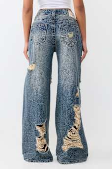 JESSIE MID RISE DESTROYED LAYERED SUPER BAGGY JEAN