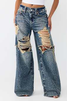 JESSIE MID RISE DESTROYED LAYERED SUPER BAGGY JEAN