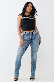 BILLIE MID RISE PIERCED BIG T FLAP STRAIGHT JEAN