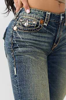 BECCA MID RISE SUPER T BOOTCUT FLAP JEAN