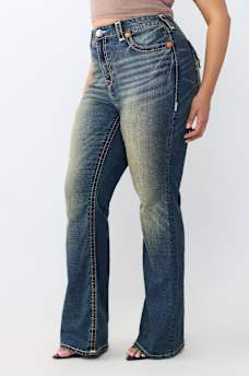 PLUS BECCA MID RISE SUPER T FLAP BOOTCUT JEAN
