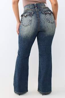 PLUS BECCA MID RISE SUPER T FLAP BOOTCUT JEAN