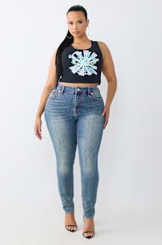 PLUS BILLIE MID RISE SUPER T FLAP STRAIGHT JEAN