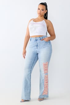 PLUS BECCA MID RISE ARCHED LOGO  BOOTCUT JEAN