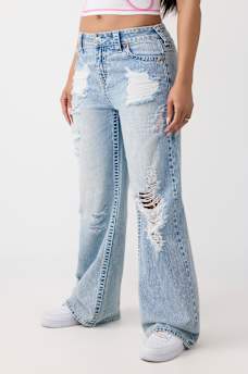 JEANS HOLGADOS GASTADOS BOBBI DE TIRO MEDIO BIG T, image 1