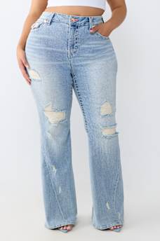 PLUS JOEY MID RISE BIG T FLAP FLARE JEAN