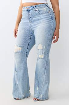 PLUS JOEY MID RISE BIG T FLAP FLARE JEAN