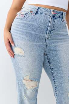 PLUS JOEY MID RISE BIG T FLAP FLARE JEAN
