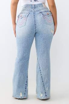PLUS JOEY MID RISE BIG T FLAP FLARE JEAN