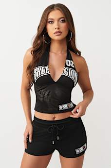 PRINTED SPORTY MESH HALTER TOP, image 2