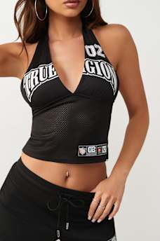 PRINTED SPORTY MESH HALTER TOP, image 3