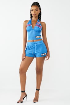 PRINTED SPORTY MESH HALTER TOP, image 3