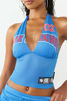 PRINTED SPORTY MESH HALTER TOP, image 1
