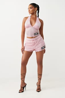 PRINTED SPORTY MESH HALTER TOP, image 3