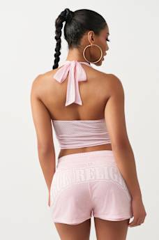 PRINTED SPORTY MESH HALTER TOP, image 5