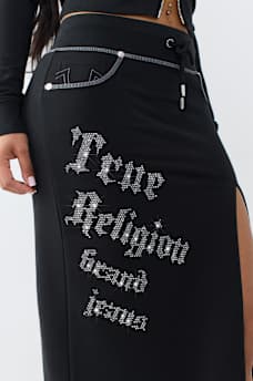 CRYSTAL CONTRAST STITCH MIDI SKIRT