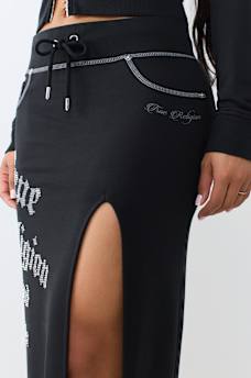 CRYSTAL CONTRAST STITCH MIDI SKIRT