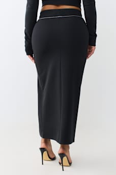 CRYSTAL CONTRAST STITCH MIDI SKIRT