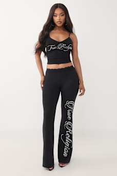PANTALON COUPE BOTILLON AVEC TAILLE EN DENTELLE ET CRISTAUX, image 3