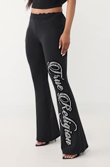 PANTALON COUPE BOTILLON AVEC TAILLE EN DENTELLE ET CRISTAUX, image 1