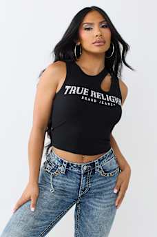 CRYSTAL CUT-OUT RIBBED TOP