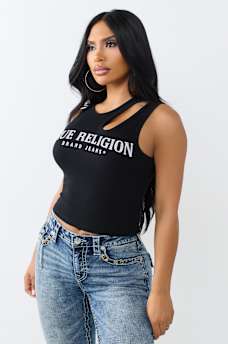 CRYSTAL CUT-OUT RIBBED TOP