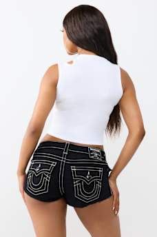 CRYSTAL CUT-OUT RIBBED TOP