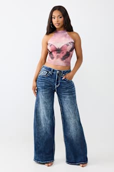 CRYSTAL PRINTED MESH TOP