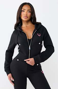 CRYSTAL TIGER SHRUNKEN ZIP HOODIE