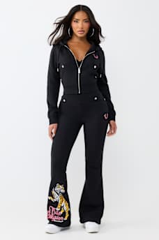 CRYSTAL TIGER SHRUNKEN ZIP HOODIE
