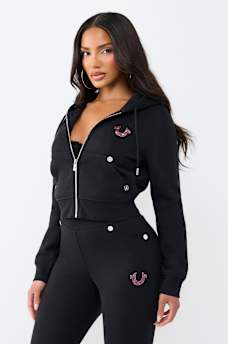 CRYSTAL TIGER SHRUNKEN ZIP HOODIE