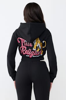 CRYSTAL TIGER SHRUNKEN ZIP HOODIE