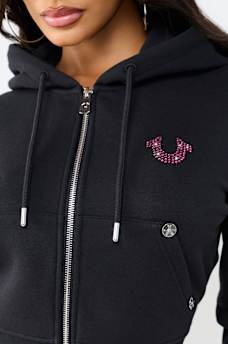 CRYSTAL TIGER SHRUNKEN ZIP HOODIE