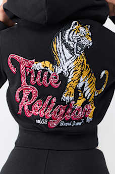 CRYSTAL TIGER SHRUNKEN ZIP HOODIE