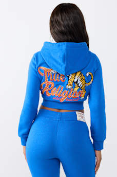 CRYSTAL TIGER SHRUNKEN ZIP HOODIE
