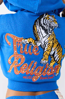 CRYSTAL TIGER SHRUNKEN ZIP HOODIE