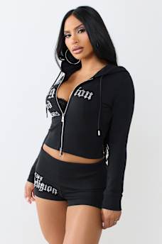 CRYSTAL TIGHT ZIP HOODIE