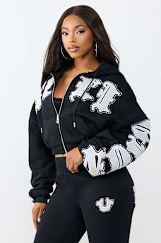 CRYSTAL RELAXED GIRLFRIEND ZIP HOODIE