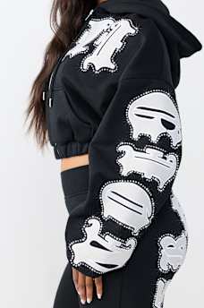 CRYSTAL RELAXED GIRLFRIEND ZIP HOODIE