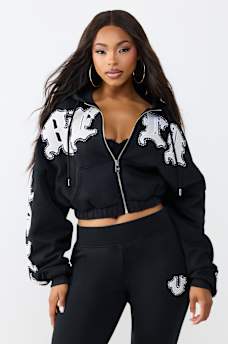 CRYSTAL RELAXED GIRLFRIEND ZIP HOODIE