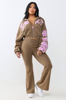 CRYSTAL RELAXED GIRLFRIEND ZIP HOODIE