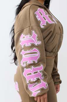 CRYSTAL RELAXED GIRLFRIEND ZIP HOODIE